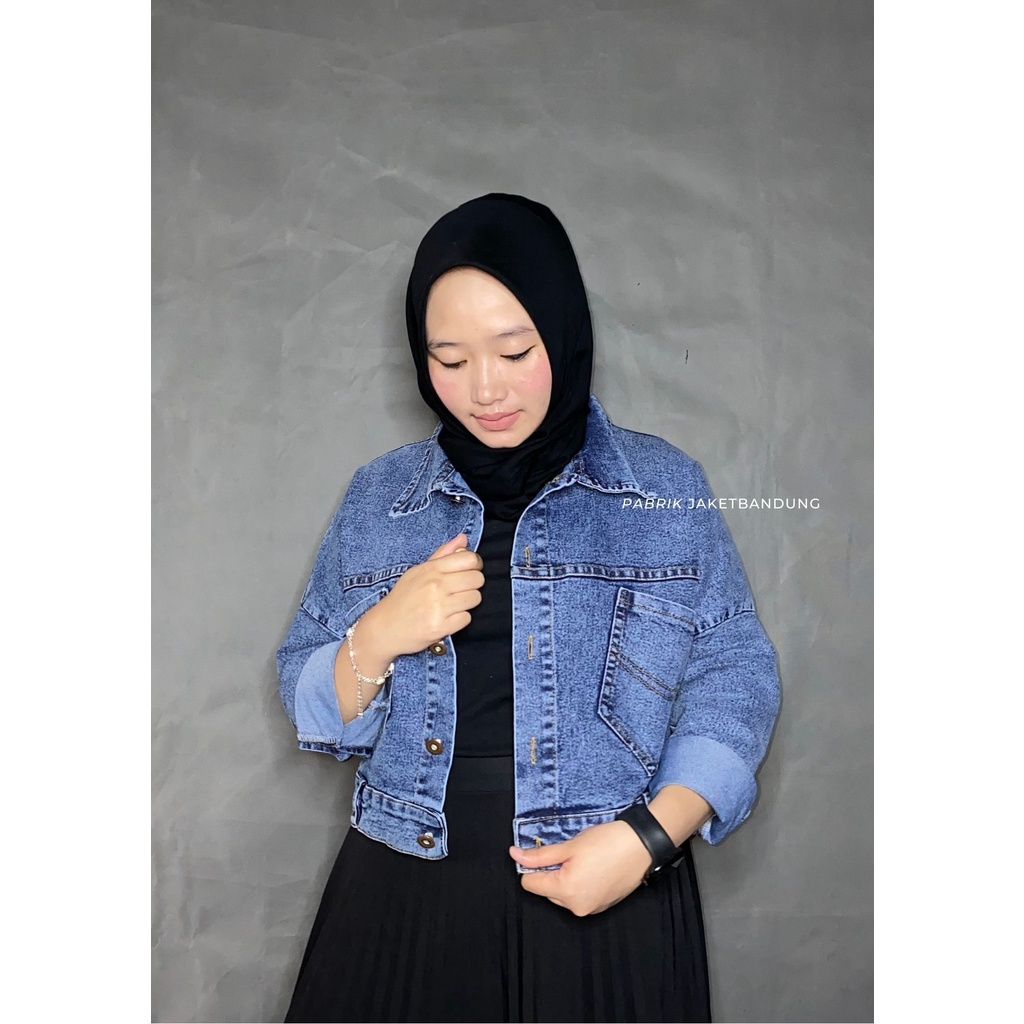 NAYRA CROOP JAKET JEANS |IJAKET DENIM WANITA MODEL ZARA TERBARU