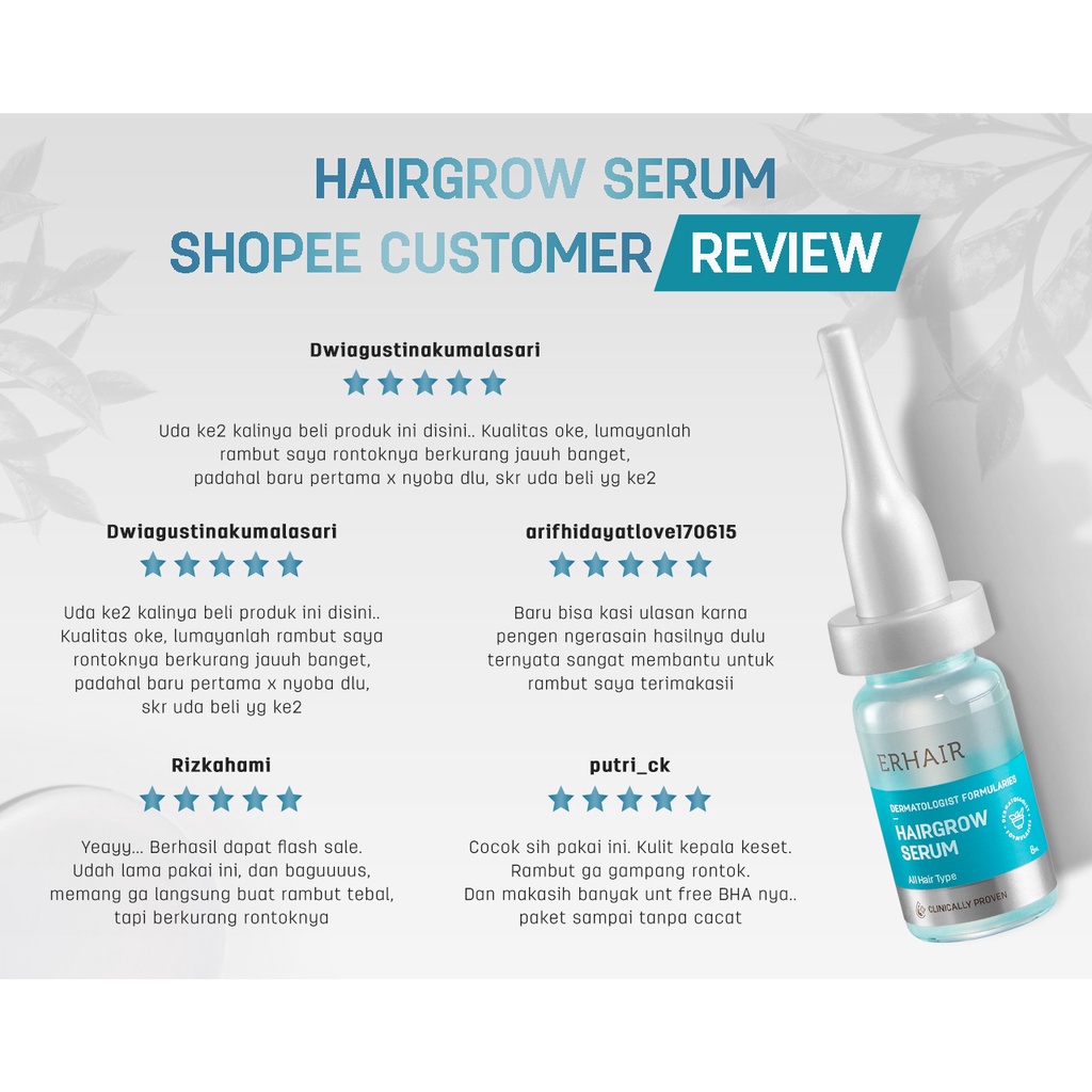 ERHAIR HairGrow Serum 7x8 ml - Serum Anti Rontok &amp; Penumbuh Rambut Ekstrak Ginseng