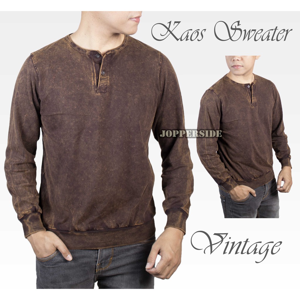 ORIGINAL kaos sweater distro vintage misty polos kancing henley sweatshirt pria wanita ksw1