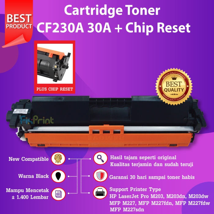 Cartridge Toner Compatible HP 30A CF230A Canon 051 Printer M203d M203dw M227fdn M227fdw M227sdn CHIP