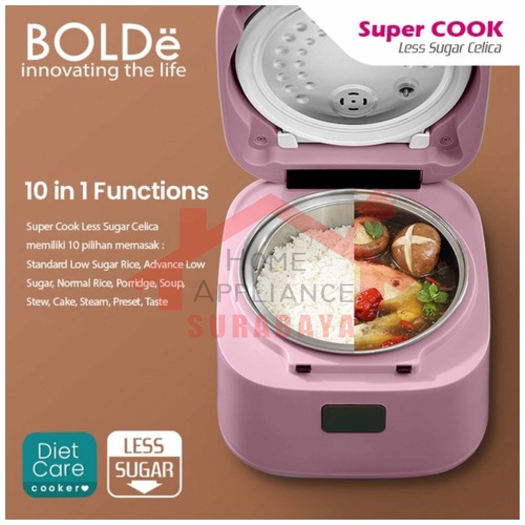 BOLDe Super Cook Less Sugar CELICA - Rice Cooker Magic Com Digital 1.2 Liter