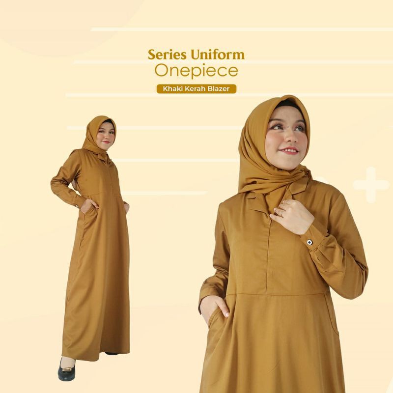 RIYANI GAMIS BAJU SERAGAM KHAKI PEMDA KANTOR DINAS WASKAT MODEL ONE PIECE