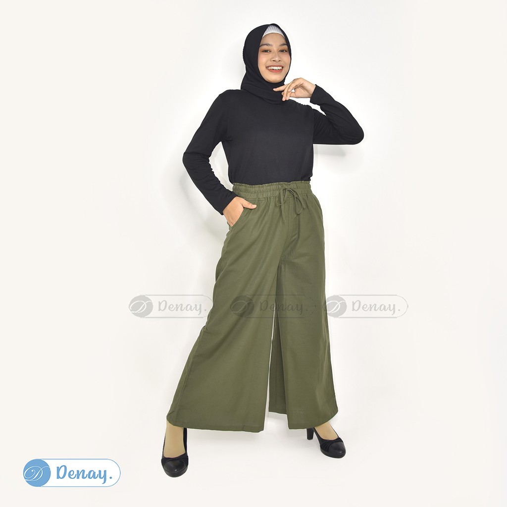 TOKODENAY - Celana Kulot Aira Rami - Cullote Linen Premium - Fashion muslim-ARMY