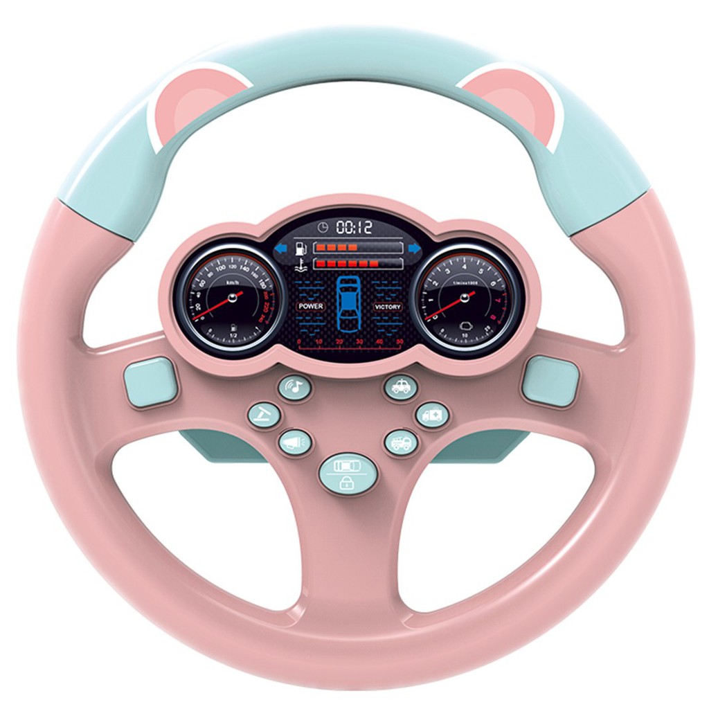 CR CM-C7 Mainan Anak Simulasi Setir Mobil Kemudi 360° Stir Mengemudi Driver Steering Wheel Music-PINK