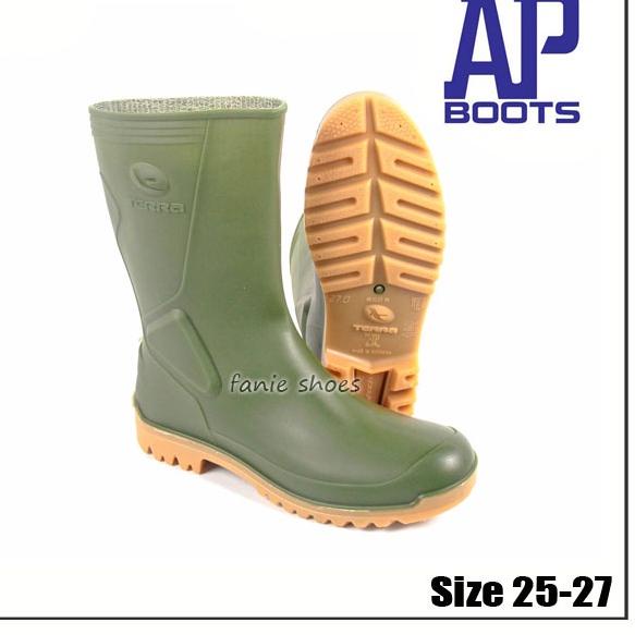 AP Boots Terra ECO 5 Hijau Pendek / Sepatu Boots Safety / Sepatu Proyek Kebun Bangunan Kerja
