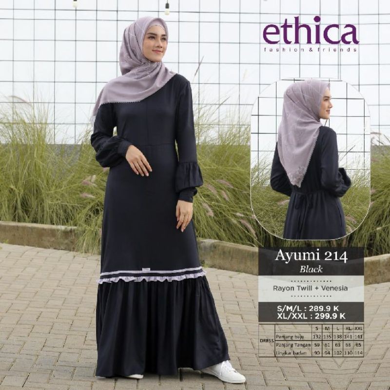 Gamis Ethica Ayumi 214 (Black, Grey)