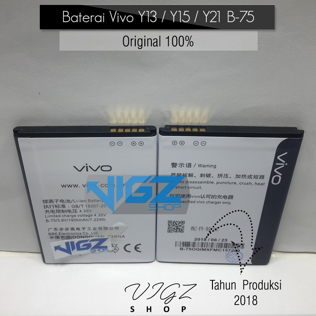 Baterai Vivo Y22 Y15 Y21 B-75 Original 100%