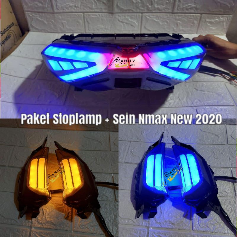 Paket Lampu Stoplamp Nmax New 2020 + Lampu Sein All New Yamaha Nmax 2020 Senja Biru by Wuming