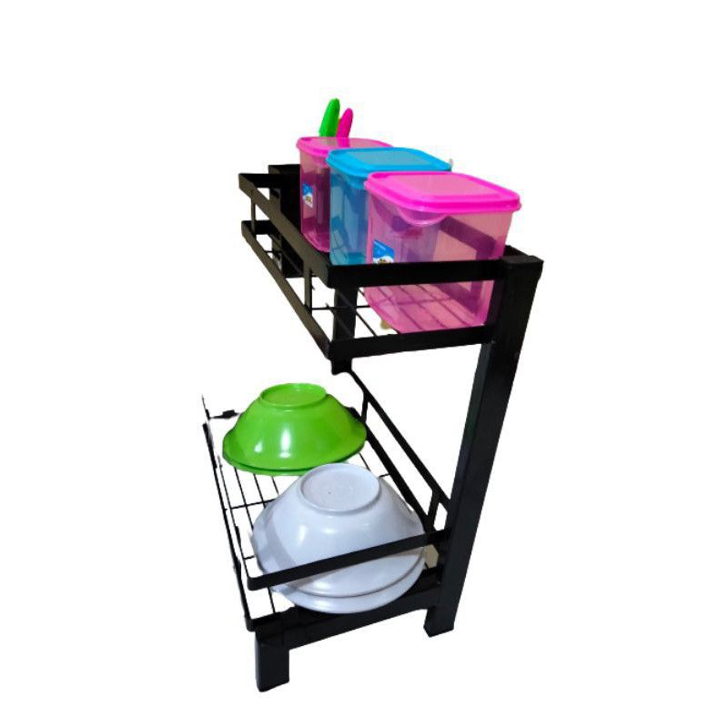 Rak bumbu besi 2 susun/rak bumbu dapur