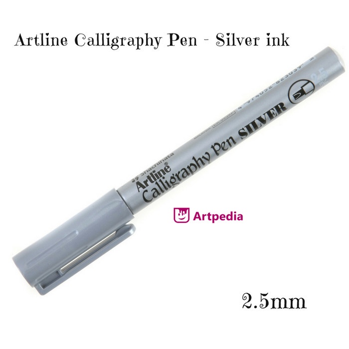 

kaligrafi-perlengkapan- artline calligraphy pens silver 2.5mm / pulpen kaligrafi -perlengkapan-