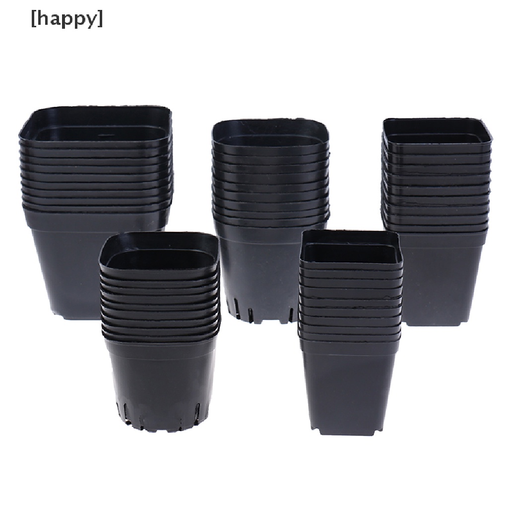 10 Pcs Pot Bunga Bahan Plastik Bentuk Persegi Kecil Warna Hitam Untuk Tanaman Sukulen