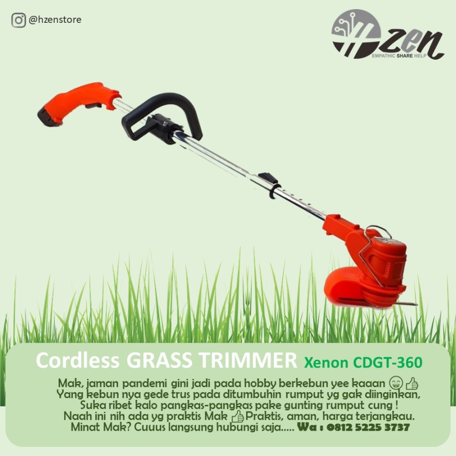 Mesin Potong Rumput Baterai Cas XENON CDGT360 2 Baterai Cordless Grass Trimmer
