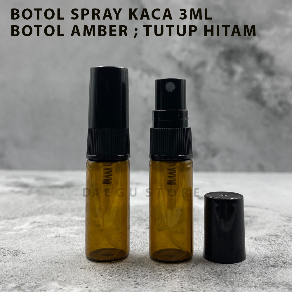 Botol Spray Kaca Coklat / Amber 3ml Tutup Hitam