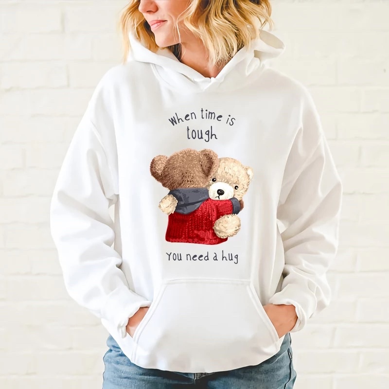 HUGH TEDDY BEAR hodiee Oversize Cewe Cowo | Jacket FLEECE Casual OOTD Korean Style