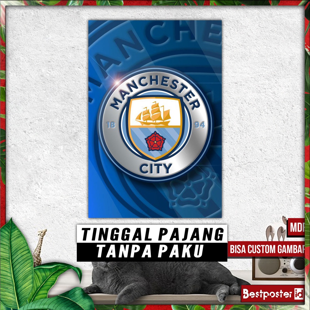 Poster Dinding MANCHESTER CITY BOLA Frame Kayu MDF020245
