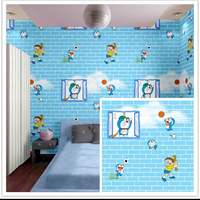  Wallpaper  Dinding  Wallpaper  Sticker Doraemon  Bata Biru 