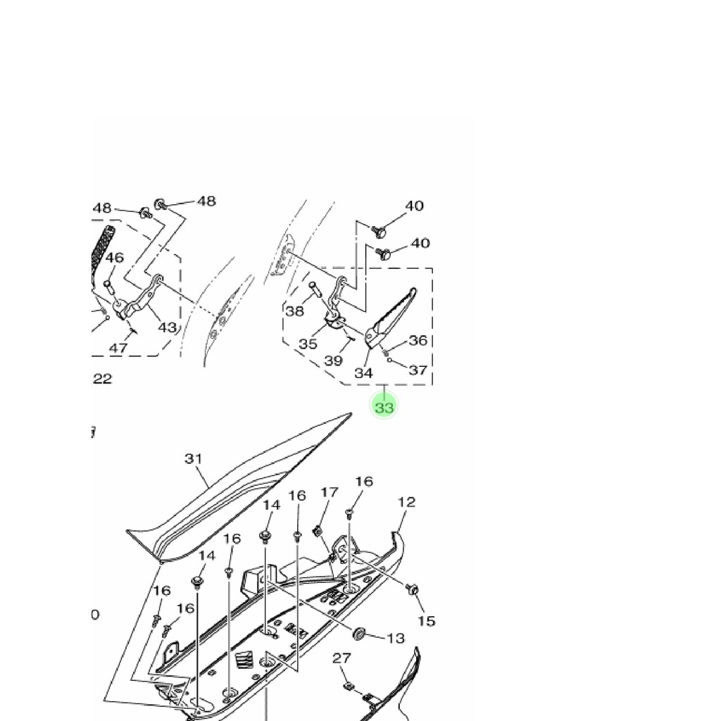 FOOTSTEP FOOT STEP INJEKAN KAKI BELAKANG KIRI ASSY AEROX 155 ORIGINAL YGP B65-F7430-00