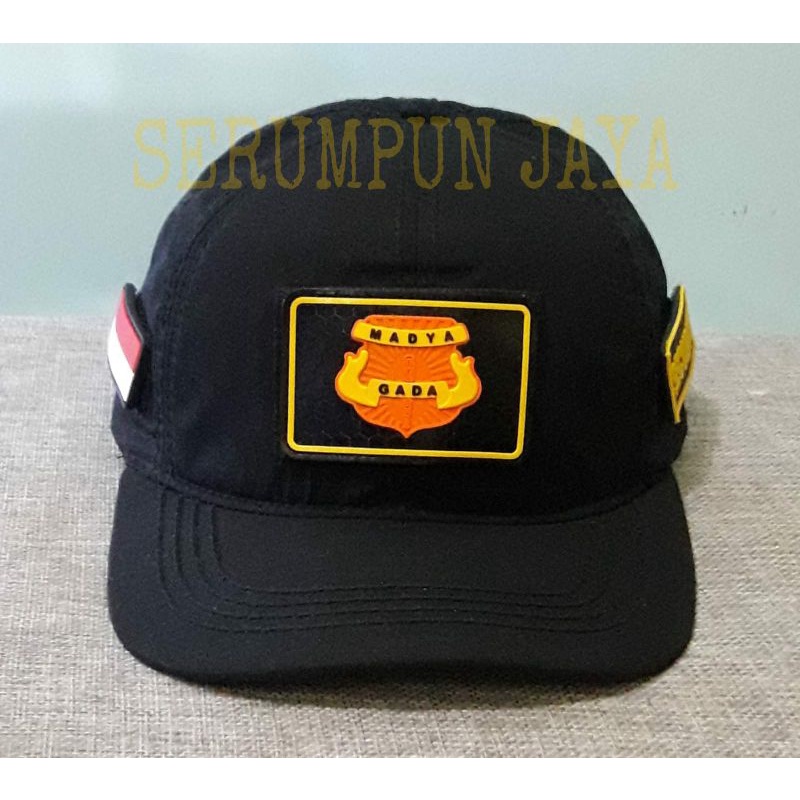 TOPI GADA MADYA - TOPI GADA MADYA VELCRO HITAM 3 PATCH