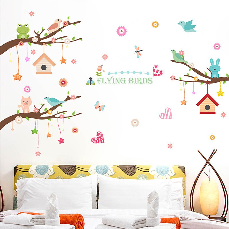 RELIZA WALL STICKER SANGKAR BURUNG BIRD LOVE ANIMAL BINTANG CAGE STIKER DINDING XL8245