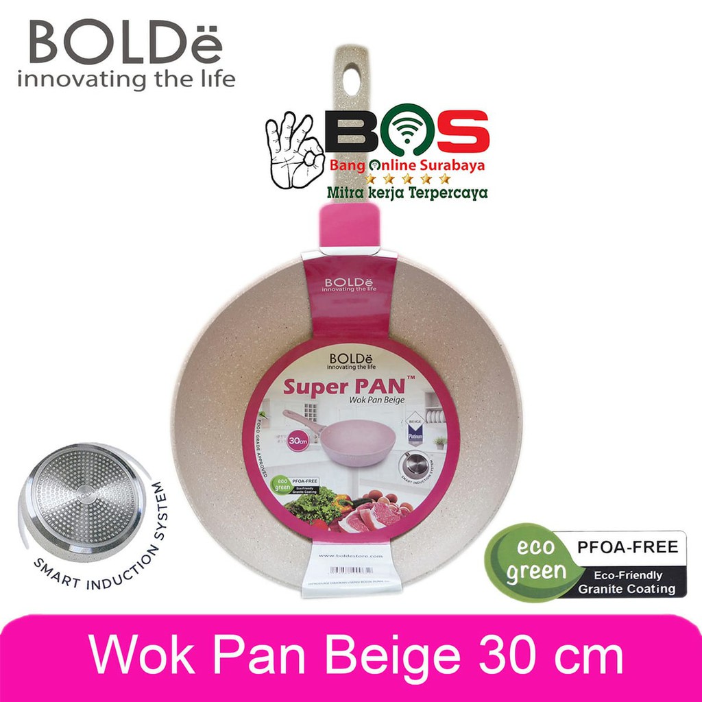 Superpan Wokpan BOLDe 30 CM Beige Keramik Panci Wajan BOLDe