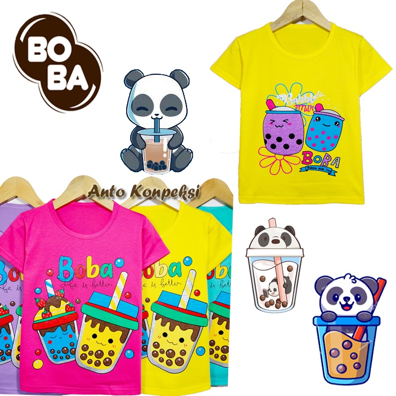 kaos anak lengan pendek/ Baju anak perempuan Boneka Boba usia 1-12 Tahun/KAOS ANAK KARAKTER BONEKA BOBA/KAOS ANAK PEREMPUAN BOBA 1-12 TAHUN