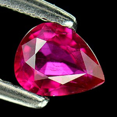 GHI Certified Unheated Untreated 0.58Ct Pear Natural Pinkish Red Ruby RB019