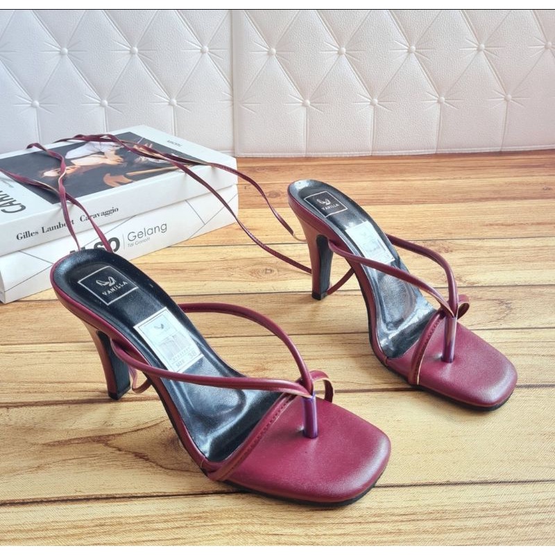 ABBUSHOES IR 12 sendal wanita tinggi jepit tali senna 9cm