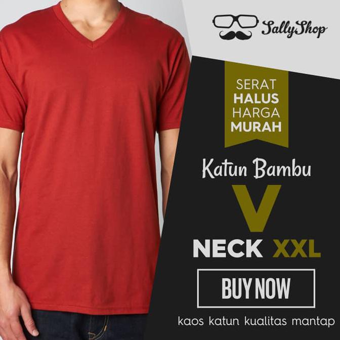 Kaos Polos Katun Bambu (Cotton Bamboo) V-Neck XXL