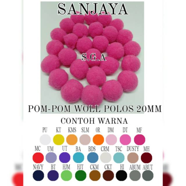 POM POM BOLA / POM POM WOL / POM POM WARNA WARNI / POM POM AKSESORIS / POM-POM WOL POLOS 20MM