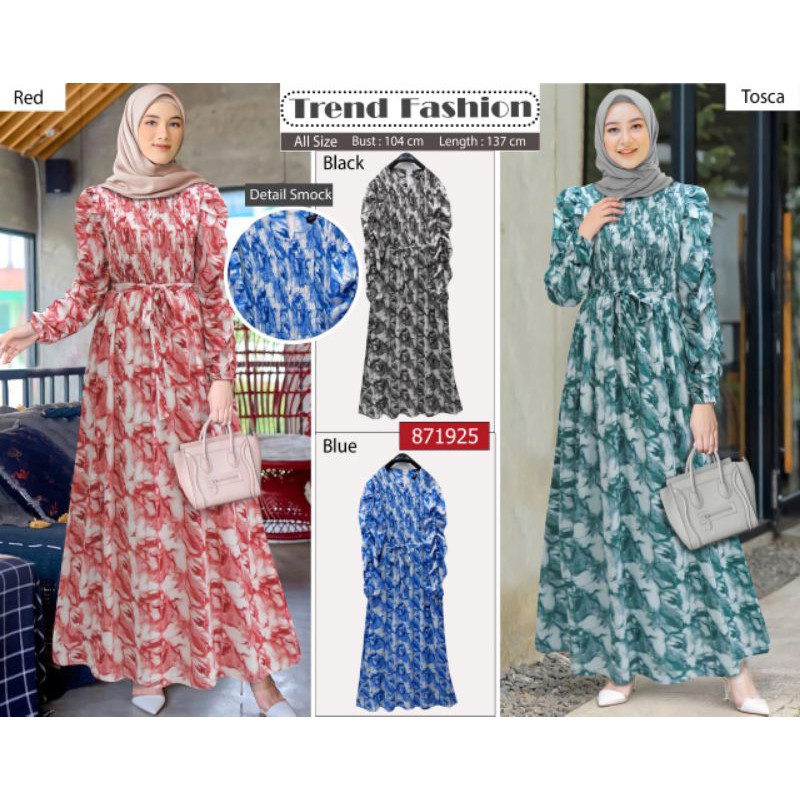 GAMIS BALON SMOCK EXTU MOTIF ABSTRAK TIE DYE