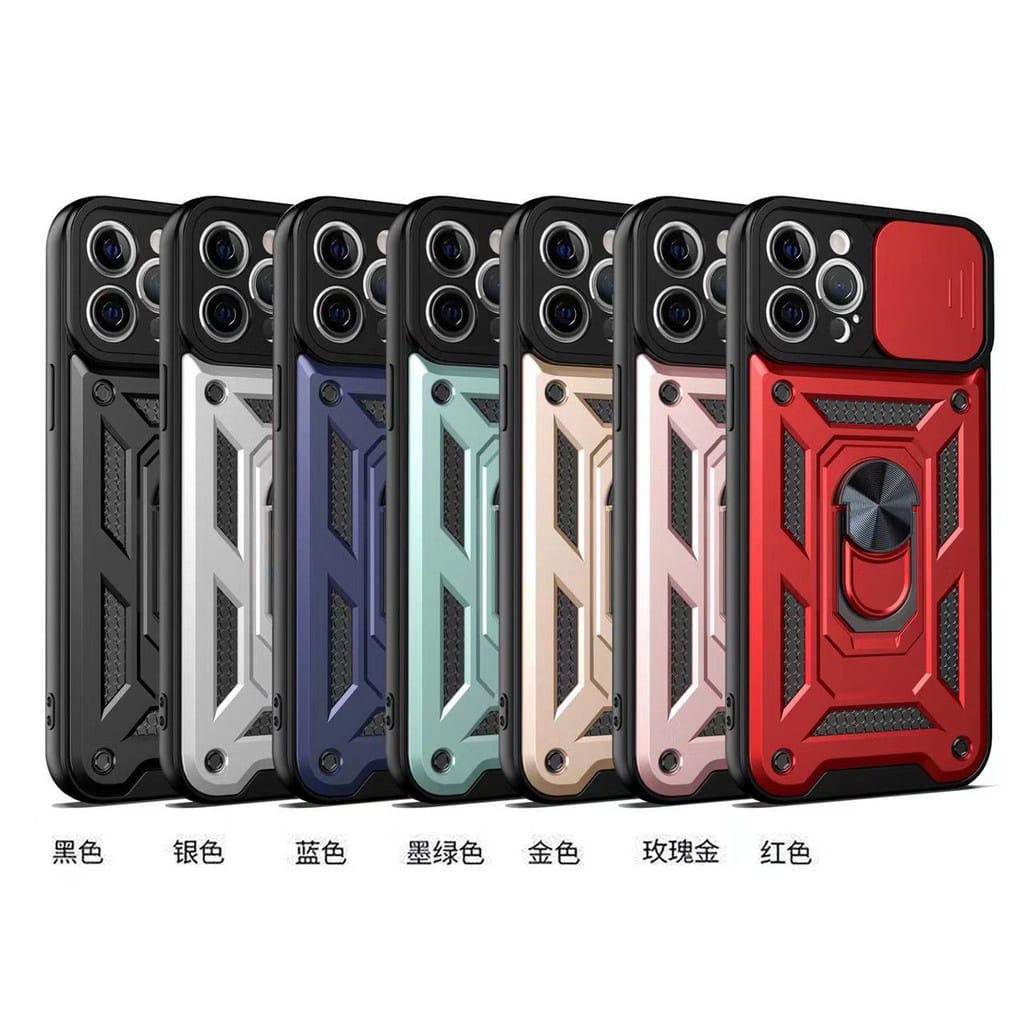 (Moza) Case Robot Infinix Hot 8 9 Note 8 Slide Protect Kamera + Ringstand New Standing SSPR