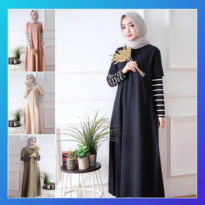 baju muslim wanita hijab modern abaya casual gamis dress maxi army