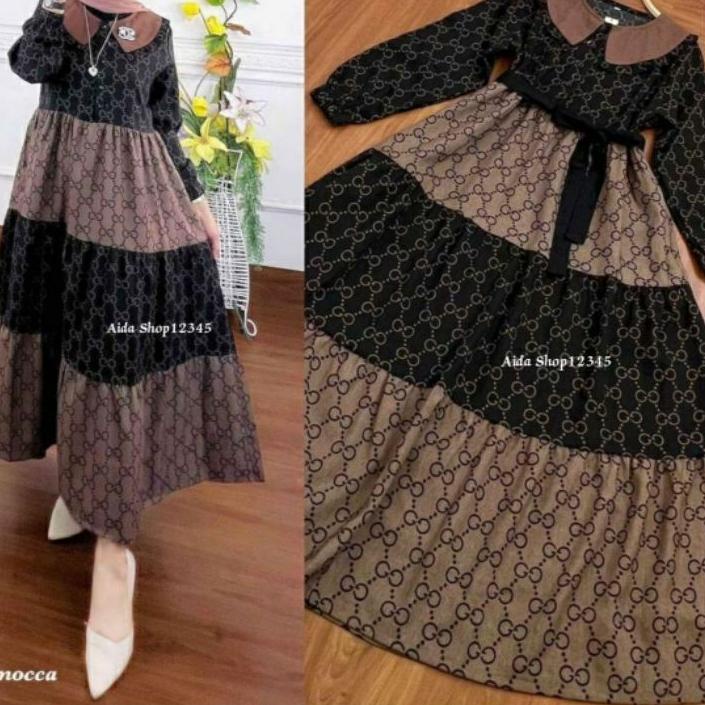 GUCCI - Midi Dress Motif Guci Bahan Rayon Premium Gamis Andin ...