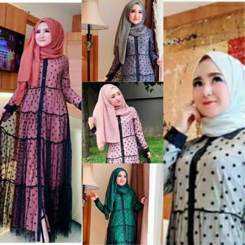 GAMIS LARISSA COMBI TILE POLKADOT / DRESS MUSLIM 10828