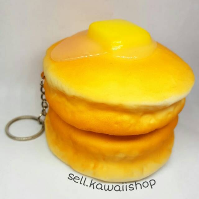 Squishy pancake jumbo butter fluffy 2 tingkat kue gantungan kunci murah banget slow rising