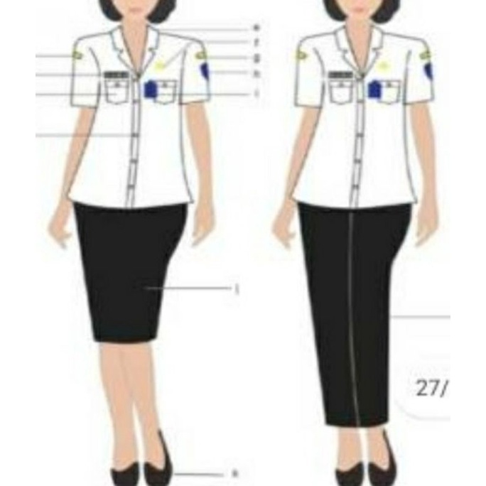 Seragam jumbo PUTIH ASN Cewek krah rebah pendek terbaru standart SK JUMBO pendek