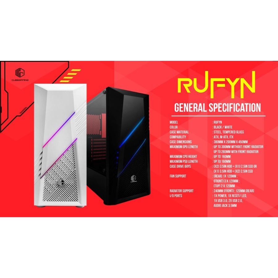 CUBE GAMING RUFYN- ATX - TEMPERED - Casing Gaming