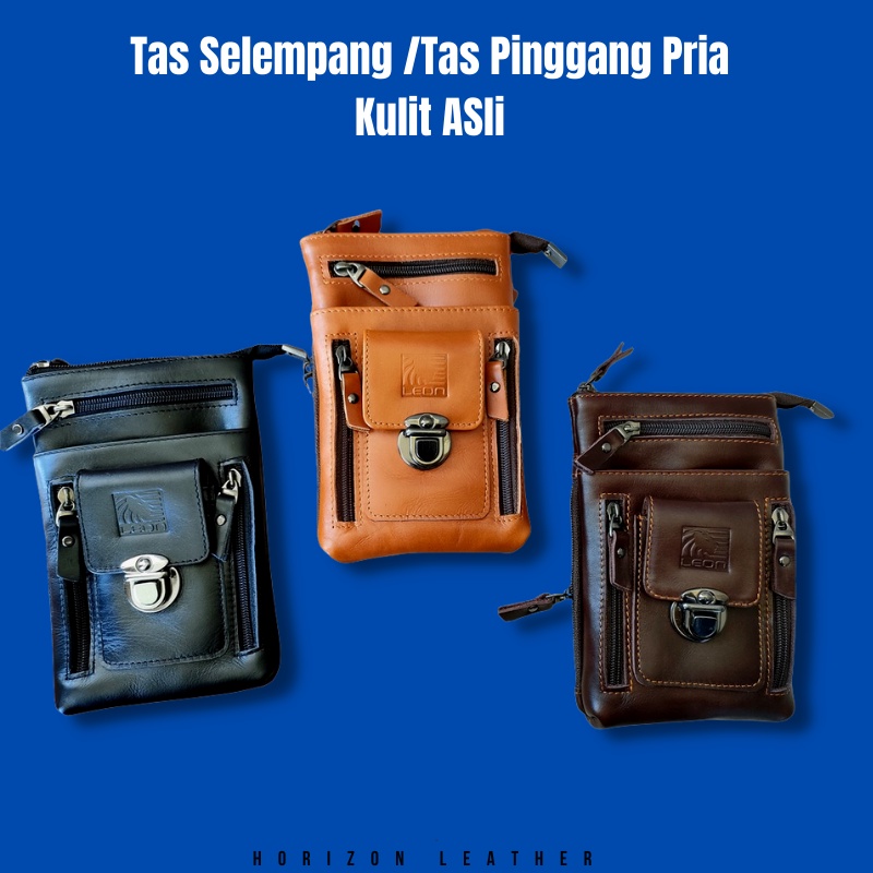 Tas Selempang Pria Tas Pinggang Kulit Asli Multifungsi