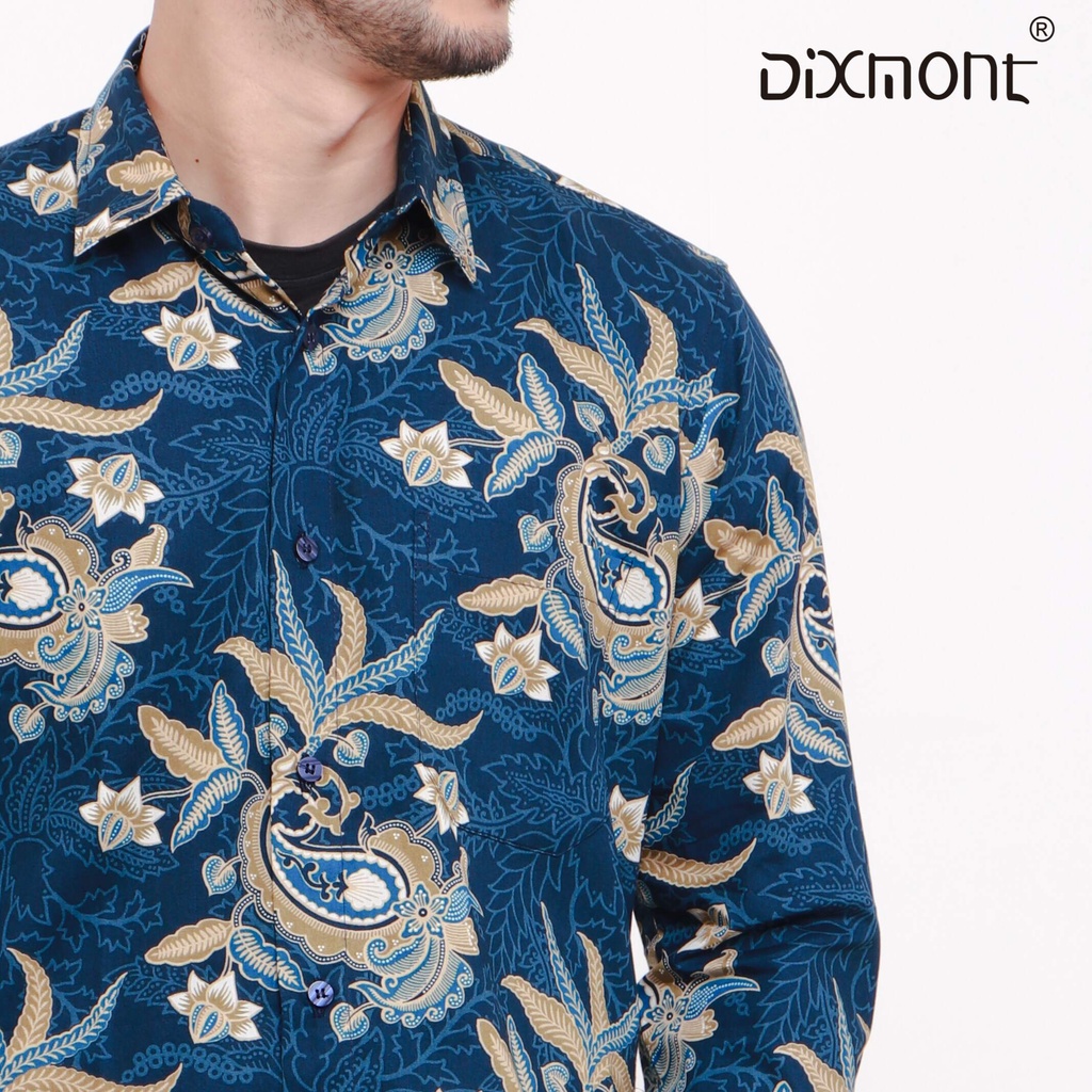 Dixmont Kemeja Batik Pria Basic Formal Lengan Panjang Hem BL02121