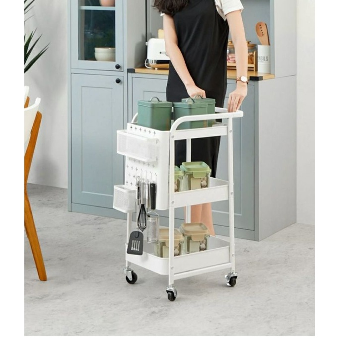 TROLI DAPUR - WINSTON KITCHEN TROLLEY WHITE/RAK DAPUR/RAK PENYIMPANAN/TROLI SERBAGUNA/TROLI DAPUR