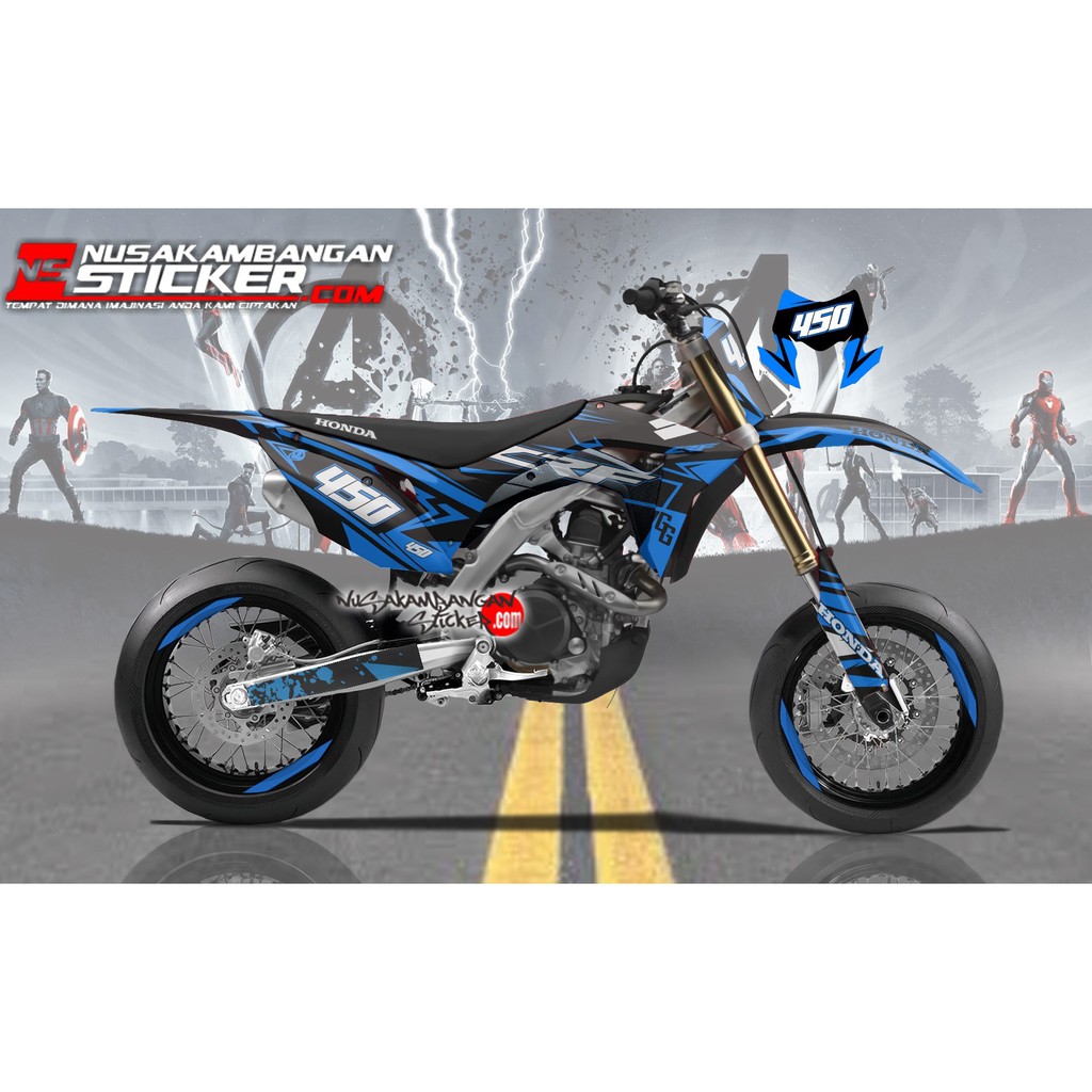Decal Stiker crf 150 - HITAM GRAFIS BIRU