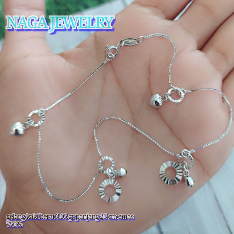 GELANG KAKI PUTIH VANCY EMAS 750