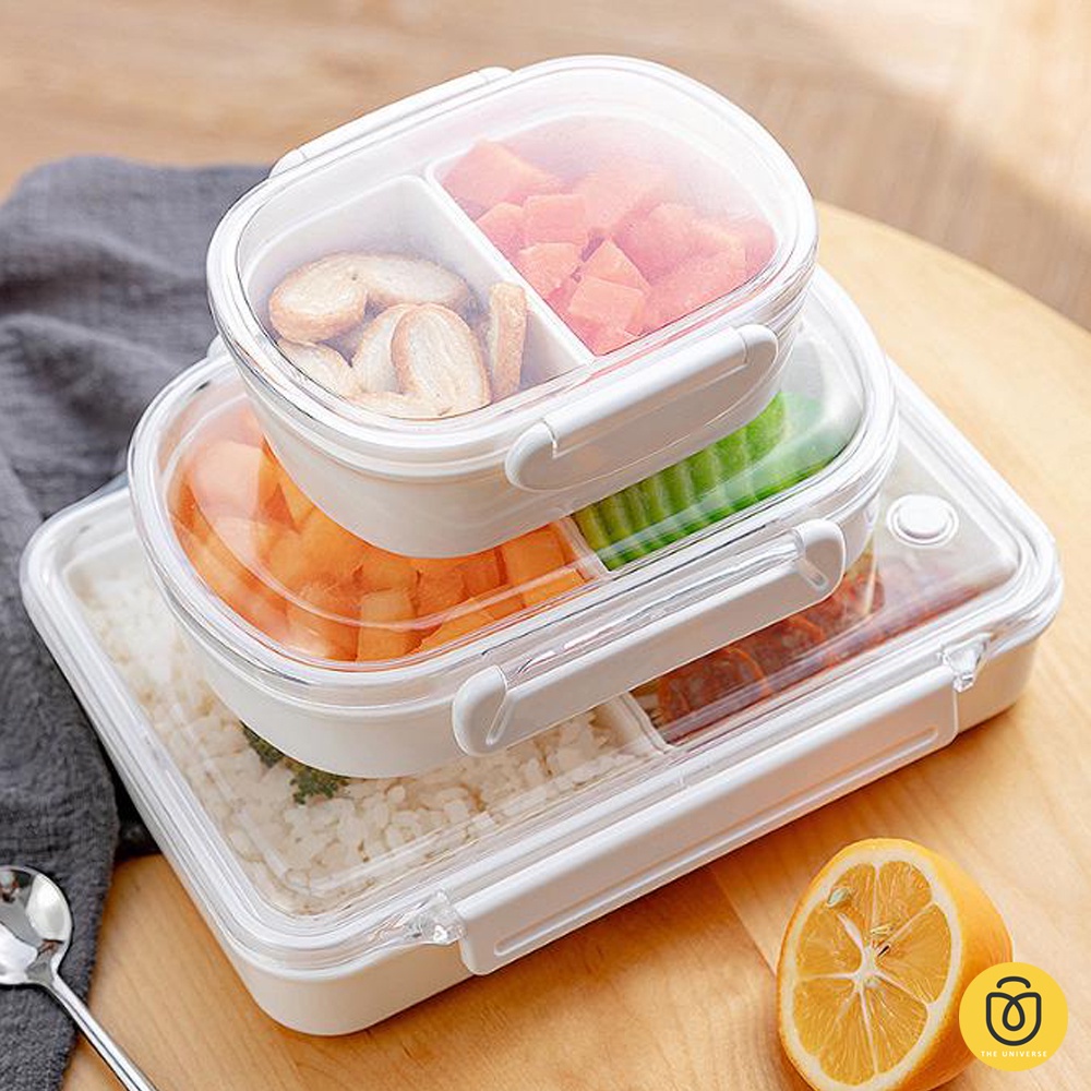 Kotak Makanan Minimalis White Bento Box Food container Kotak sayur sekat - HW049