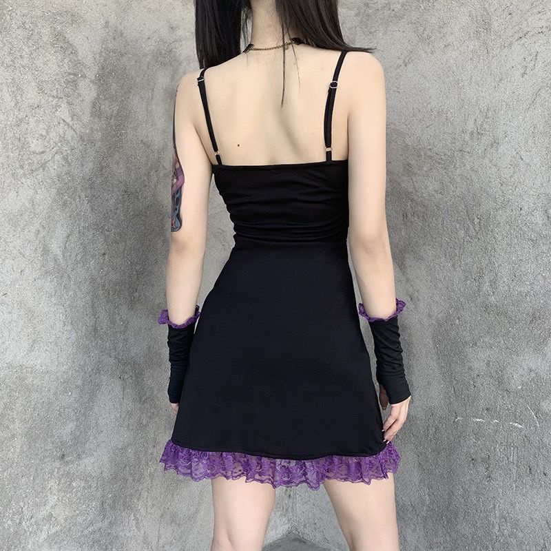 [Goth] Sexy Rope Mini Slip Dress with lace edge 8597 (S/M/L)