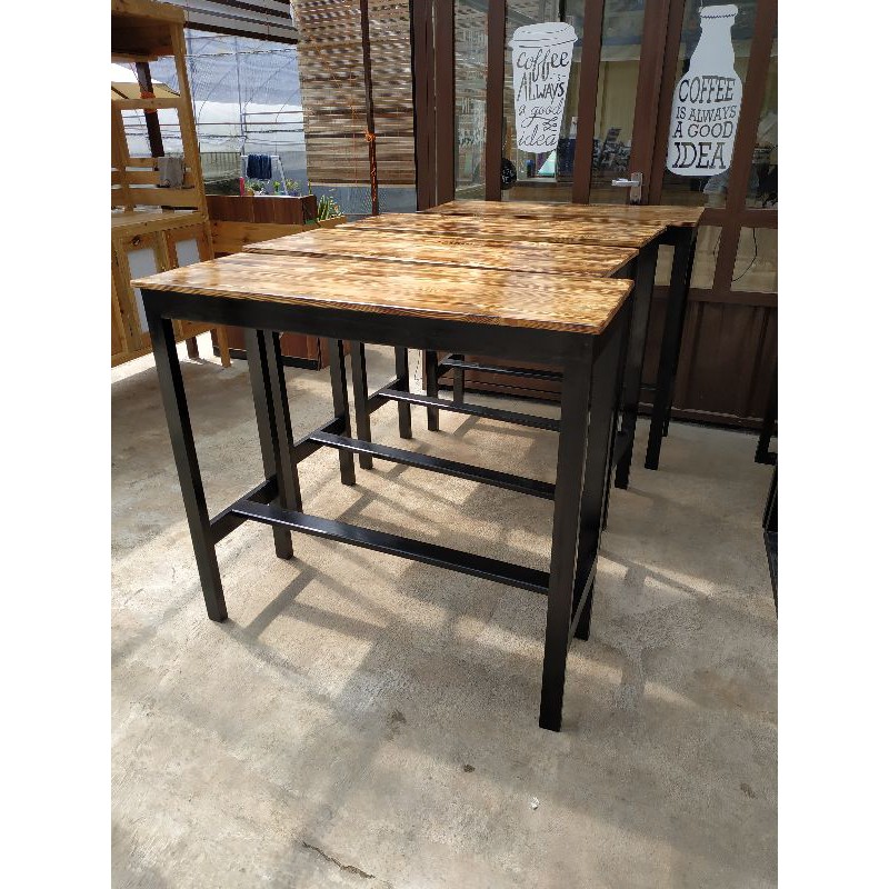 meja bar jati belanda motif bakar