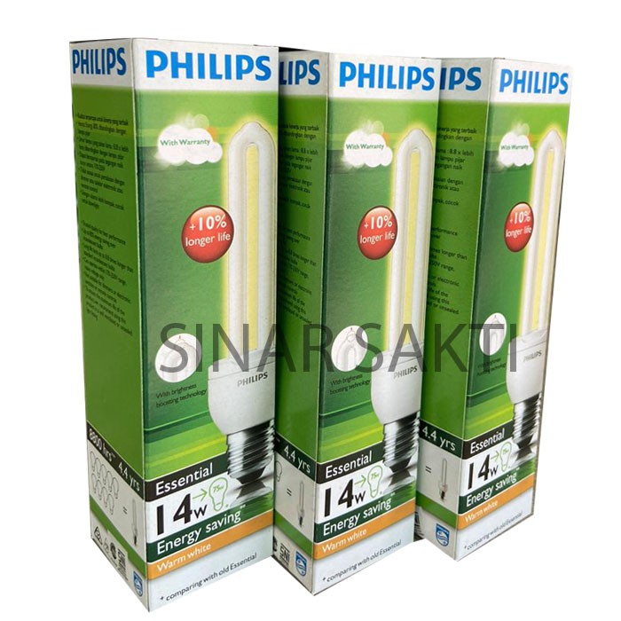 Philips Lampu Essential 14 Watt (Bundling 3 Pcs) CDL/WW E27 14w