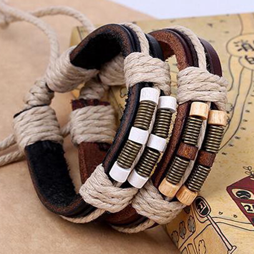 Hu Hu Hu Hu Hu Alat Bantu Pasang Kacamata♡ Gelang Tali Kulit Imitasi Kepang Handmade Gaya Punk Untuk Unisex