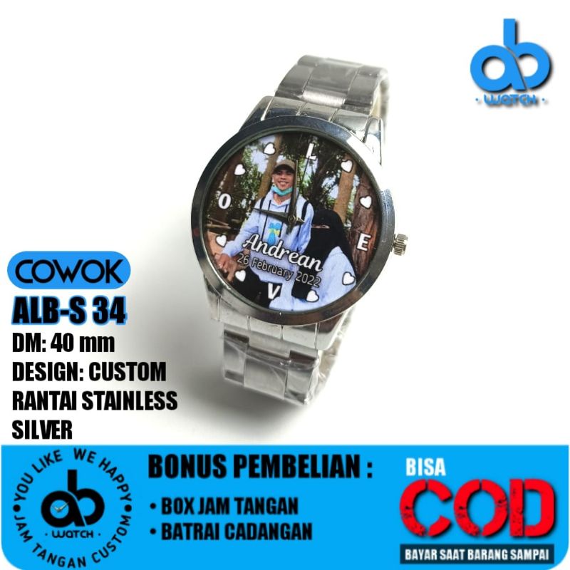 Jam Tangan Couple Custom Foto Bisa Request Desain | FREE BOX DAN BATERAI CADANGAN