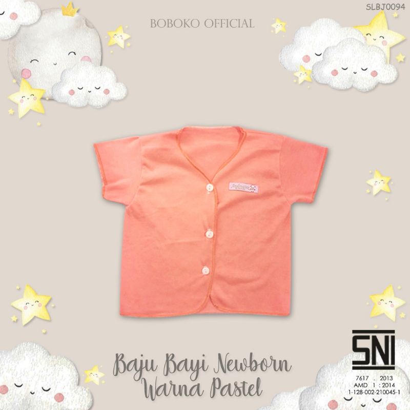 Baju Bayi Pendek Boboko Newborn Warna Pastel isi 6 Pcs 0-6 bulan