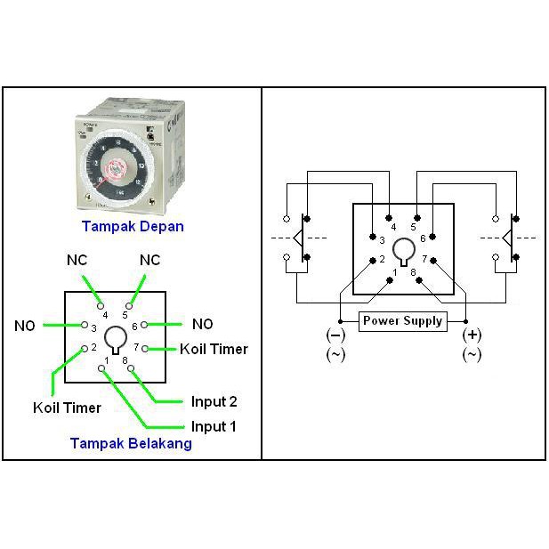 Omron Timer H3BA-8 220V/Timer 8 Kaki 220V + Socket